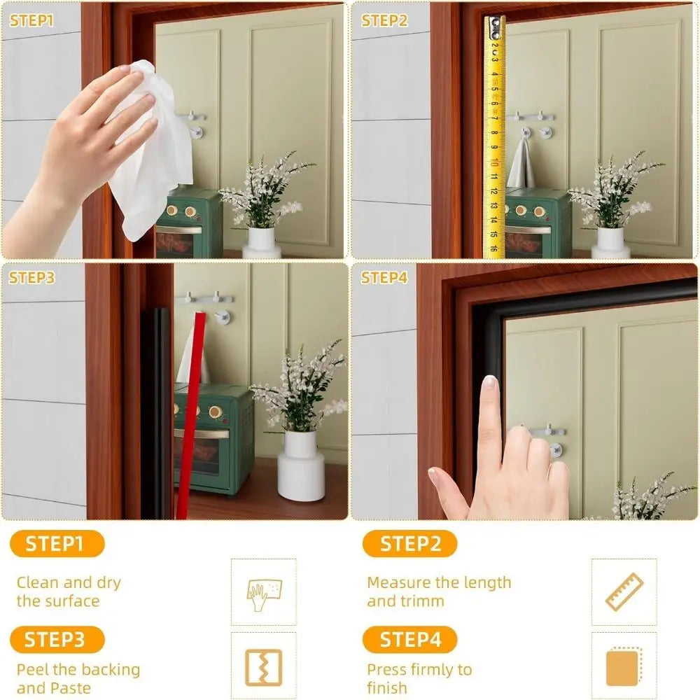 6m Soundproofing Weather Stripping Rubber D-Shape Door Frame Insulation Self-adhesive Windproof Draught Excluder Household Oasis Select