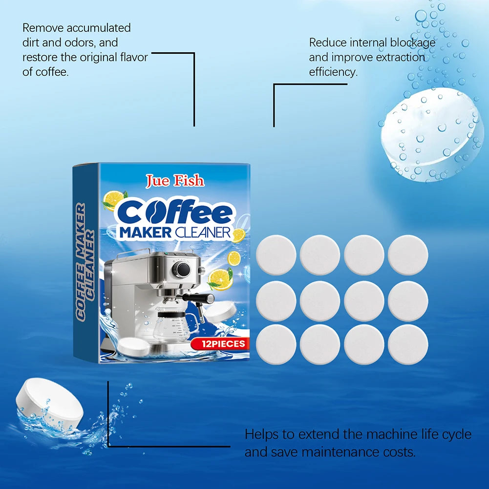 Coffee Machine Descaler Tablets – Universal Deep Cleaner 12-Pack