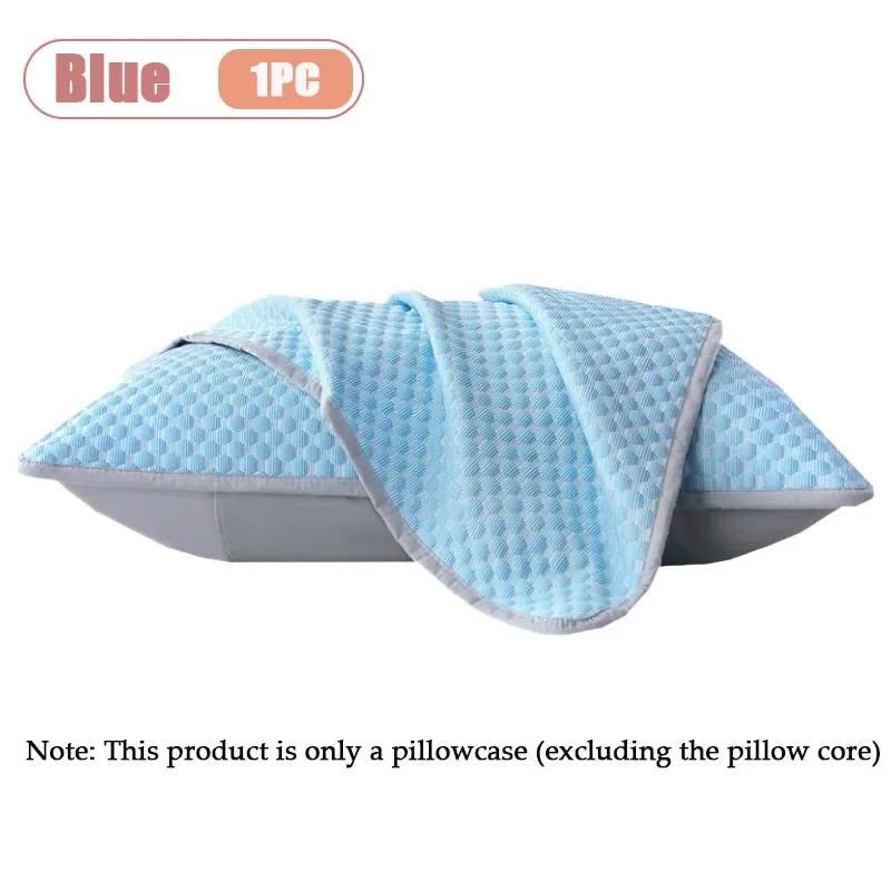 Cooling Pillowcase Covers Ice Silk Soft Breathable Summer Pillow Cases Machine Washable for Dorm Home Bedroom Use Smooth Fabric Oasis Select Blue-1PC 48x74cm