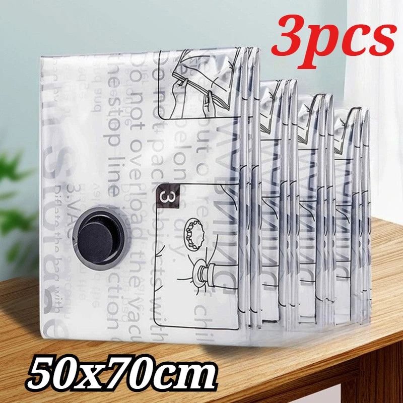 3pcs Vacuum Compression Bag Storage Bag Quilt Clothing Clothes Special Down Jacket Quilt Suitcase Travel Pumping Bag Oasis Select 3pcs 50x70cm