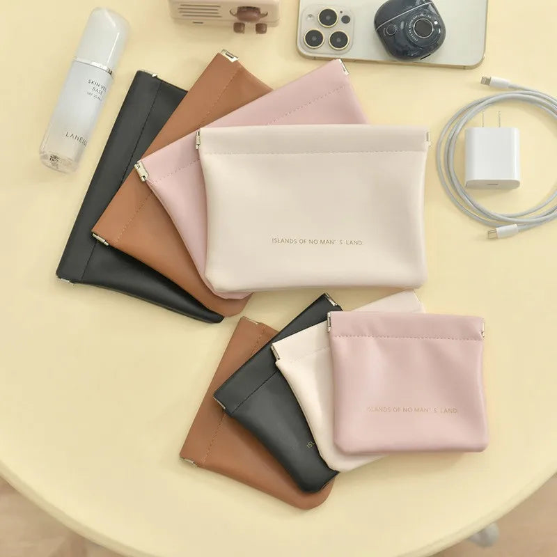 Pu Makeup Bag Storage Bags Shrapnel Bag Automatic Closing Data Cable Headphone Storage Bag Red Envelope Coin Purse Waterproof Oasis Select