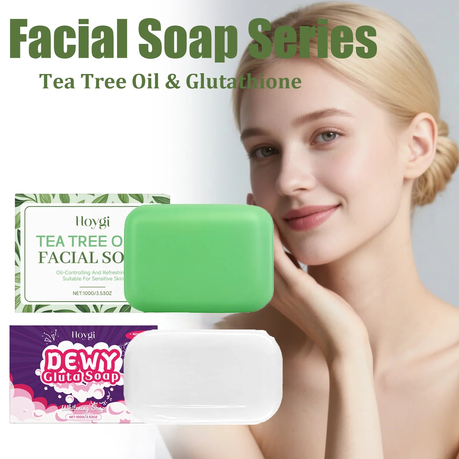 Hoygi Tea Tree Oil & Glutathione Facial Soap – Oil Control Bar Facial Cleansing Bar Oasis Select