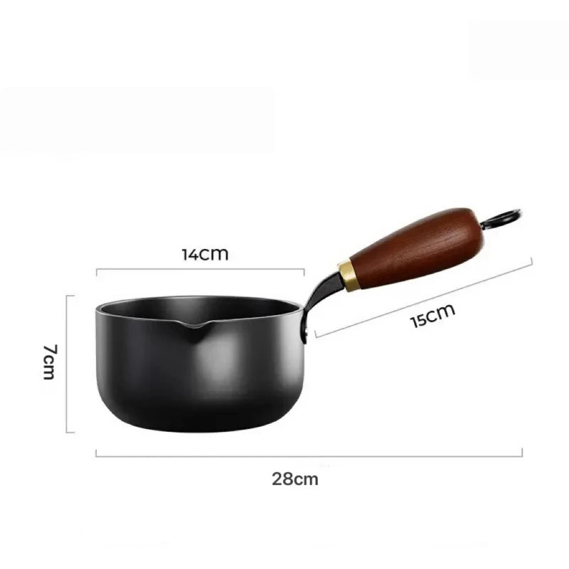 Wooden Handle Soup Pot Induction Stovetop Compatible Milk Pot for Whipped Cream, Boiling Water, and Soup Making Kitchen Cookware Oasis Select No cover