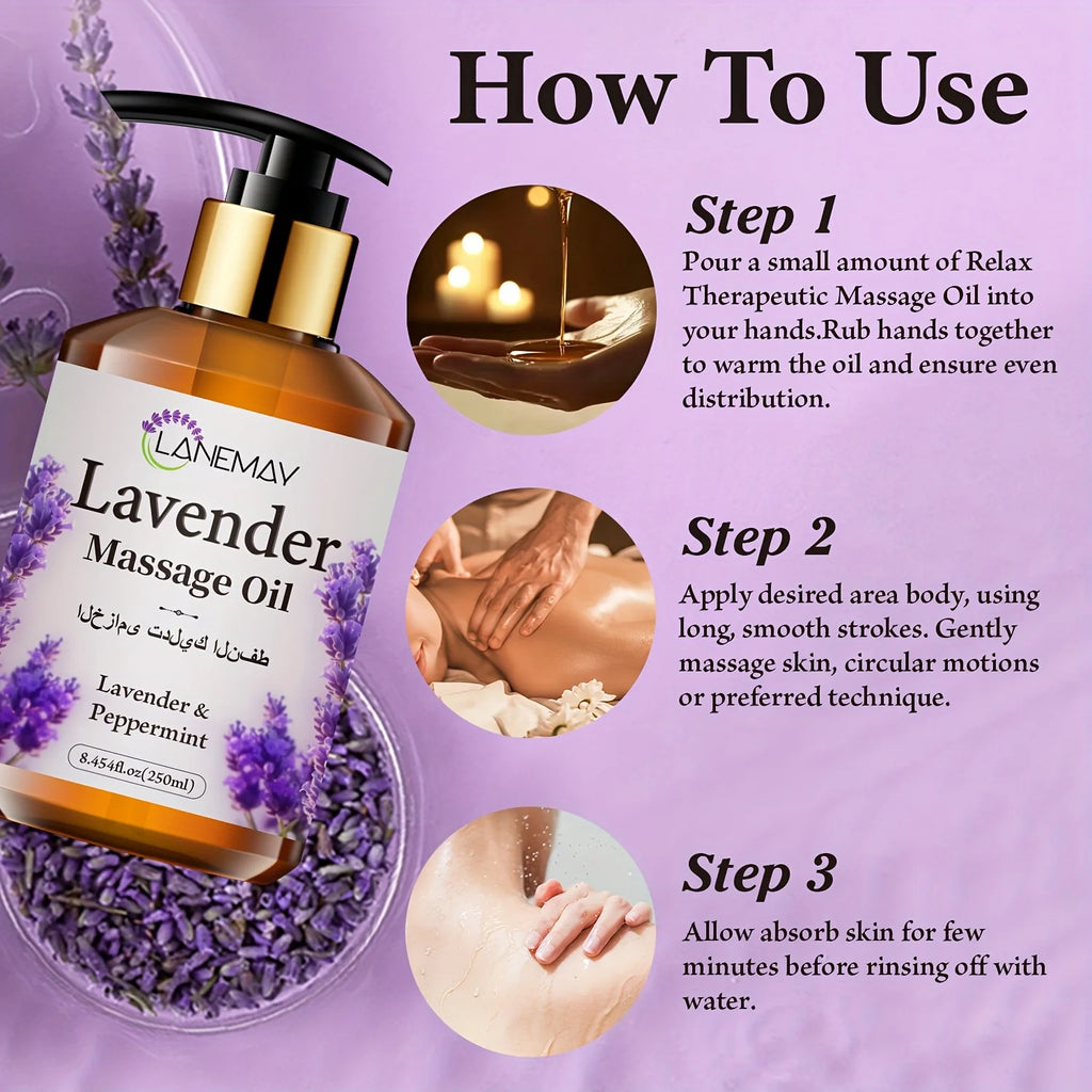 Lavender & Cooling Mint Massage Oil – Paraben-Free 250ml Body Massage Oil Oasis Select