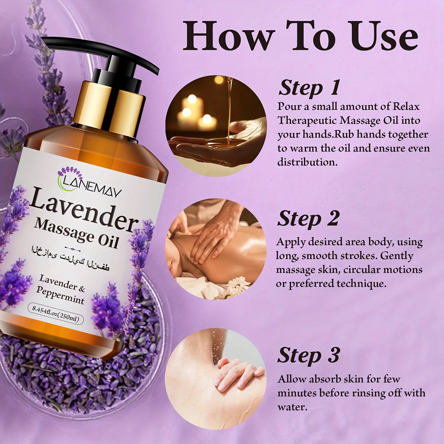 Lavender & Cooling Mint Massage Oil – Paraben-Free 250ml Body Massage Oil Oasis Select