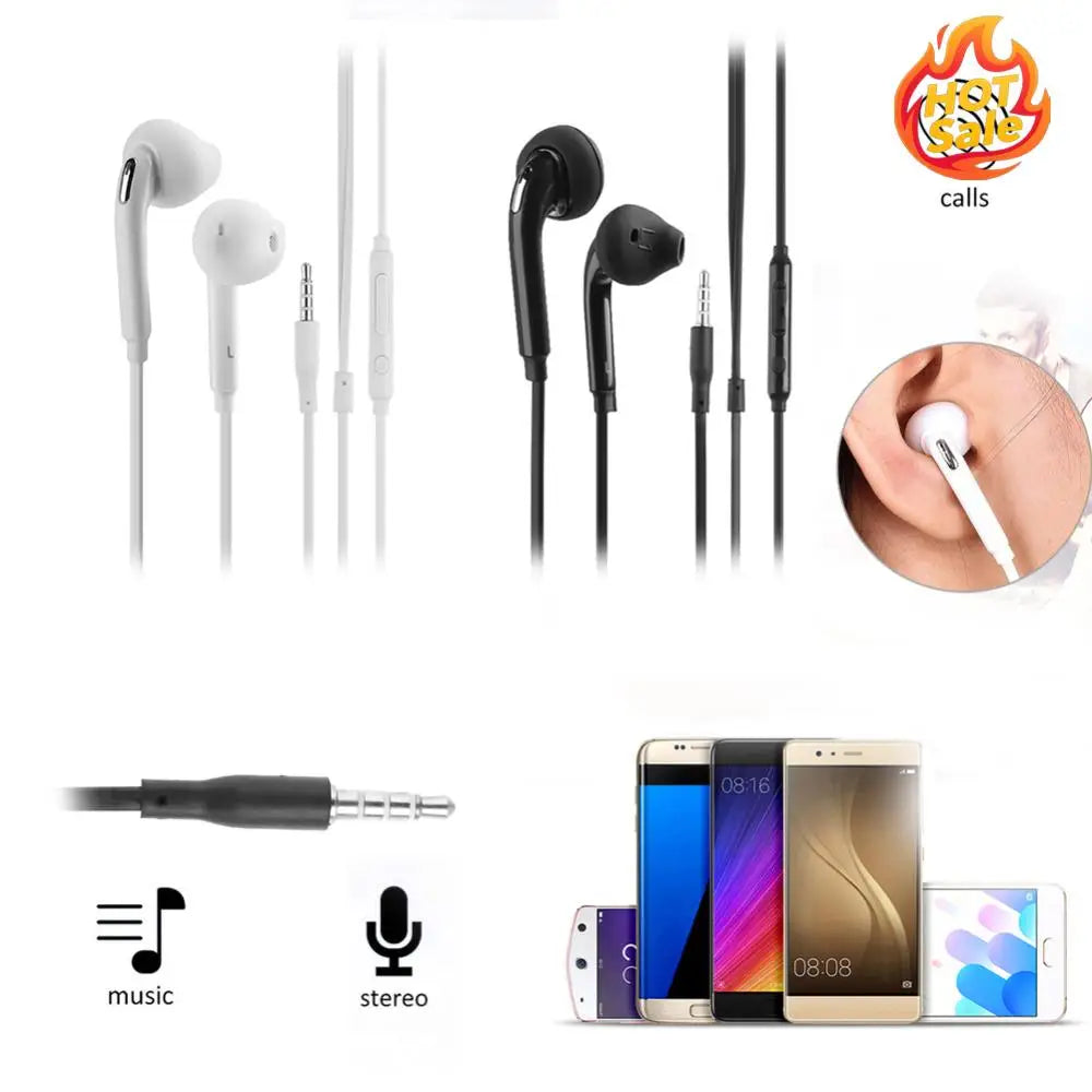 Flat 3.5mm Earphone Earpiece In Ear Earbuds Headset for S6 Note4 Oasis Select