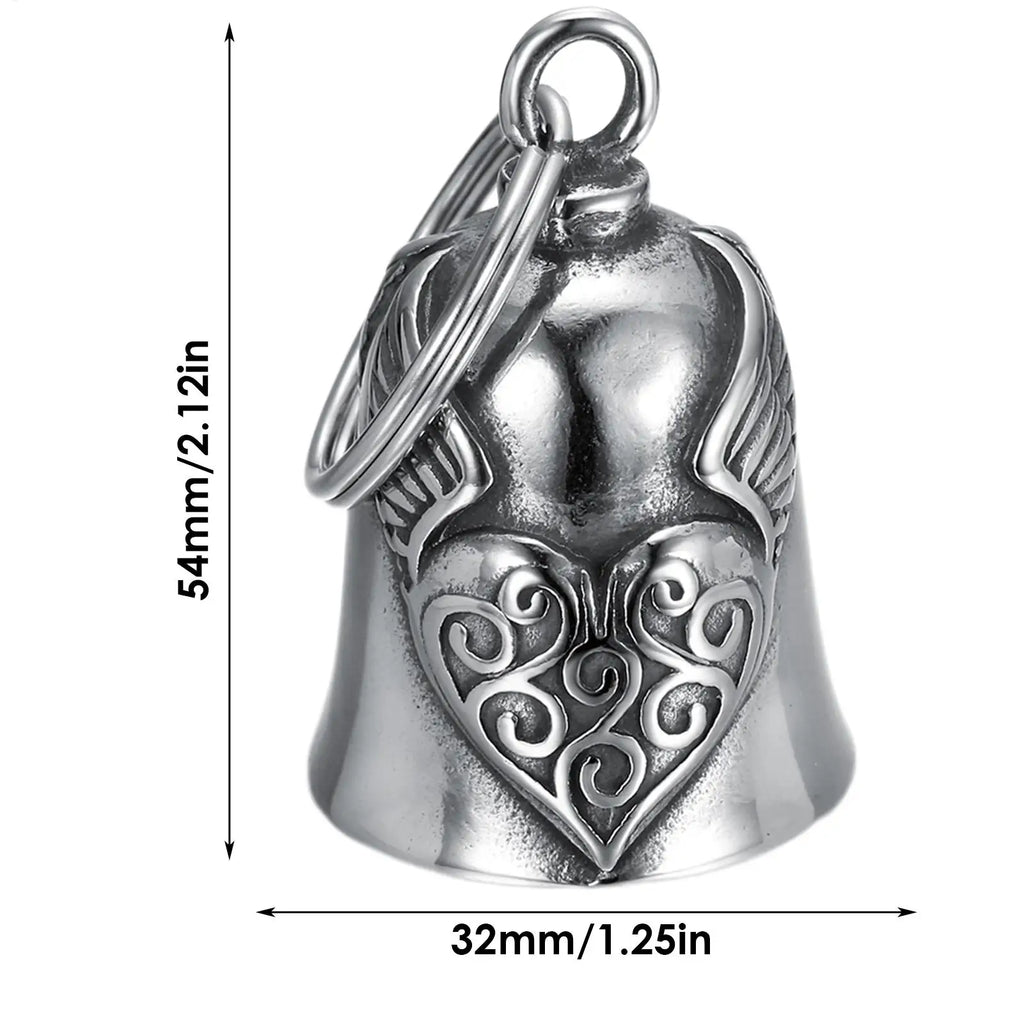 Heart Wing Motorcycle Bell Pendant Heart Lucky Bell style riding Bell Good Luck Bell Retro Motorcycle Safety Bell decoration Oasis Select