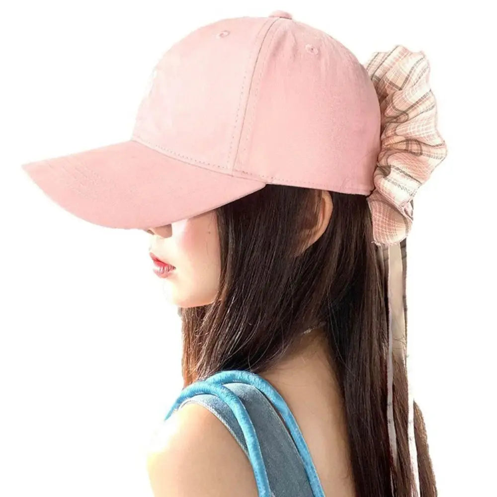 New Design with Strap Baseball Cap Embroidered Cotton Material Sun Hat Sweet Ribbon Sports Hat Oasis Select