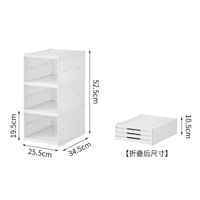 Installation-free thickened shoe box transparent shoe storage box shoe rack plastic foldable multi-functional shoe cabinet Oasis Select 3 White