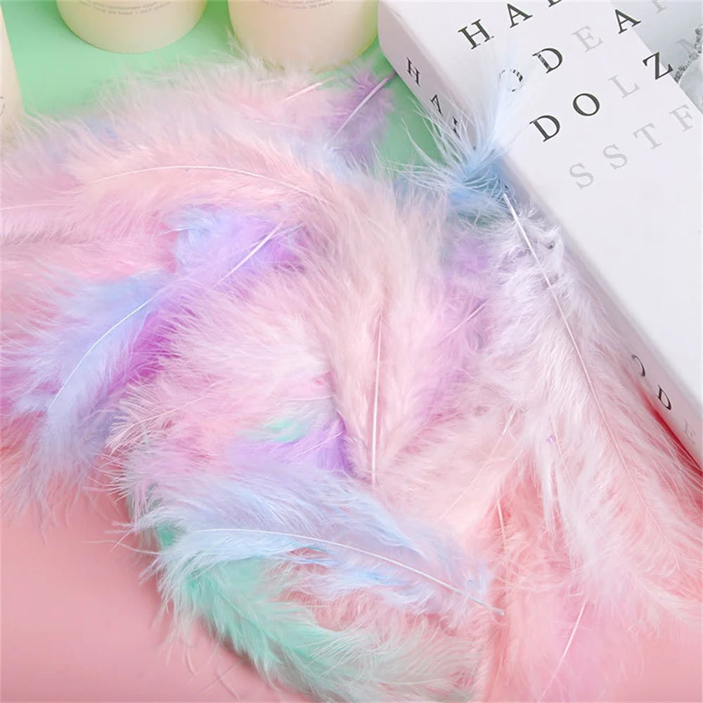 100PCS Small Goose Feathers for DIY Crafts 5-8cm Coloed Swan Plumes Wedding Party Handicraft Accessories Dream Catcher Feathers Oasis Select