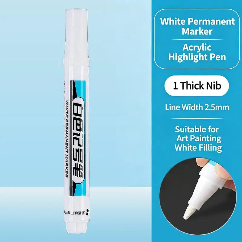 Waterproof Long Needle Marker Pen – White DIY Marking Tool