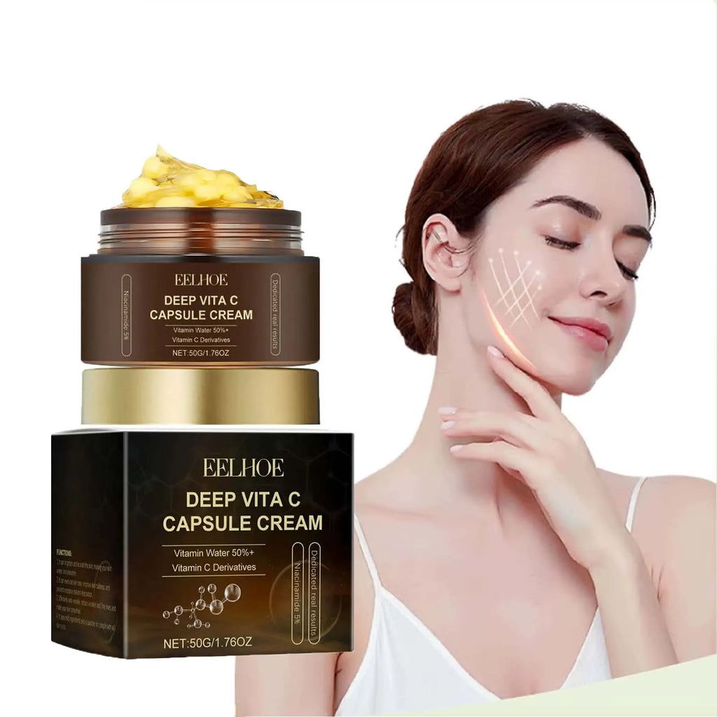Vitamin C Capsule Facial Cream Even Skin Tone Pigmentation Removal Hydrated Skin Moisturizing Brightening Firming Face Cream Oasis Select