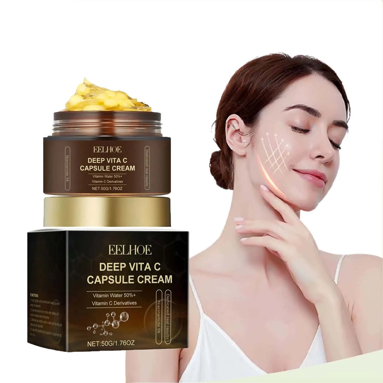 Vitamin C Capsule Facial Cream Even Skin Tone Pigmentation Removal Hydrated Skin Moisturizing Brightening Firming Face Cream Oasis Select