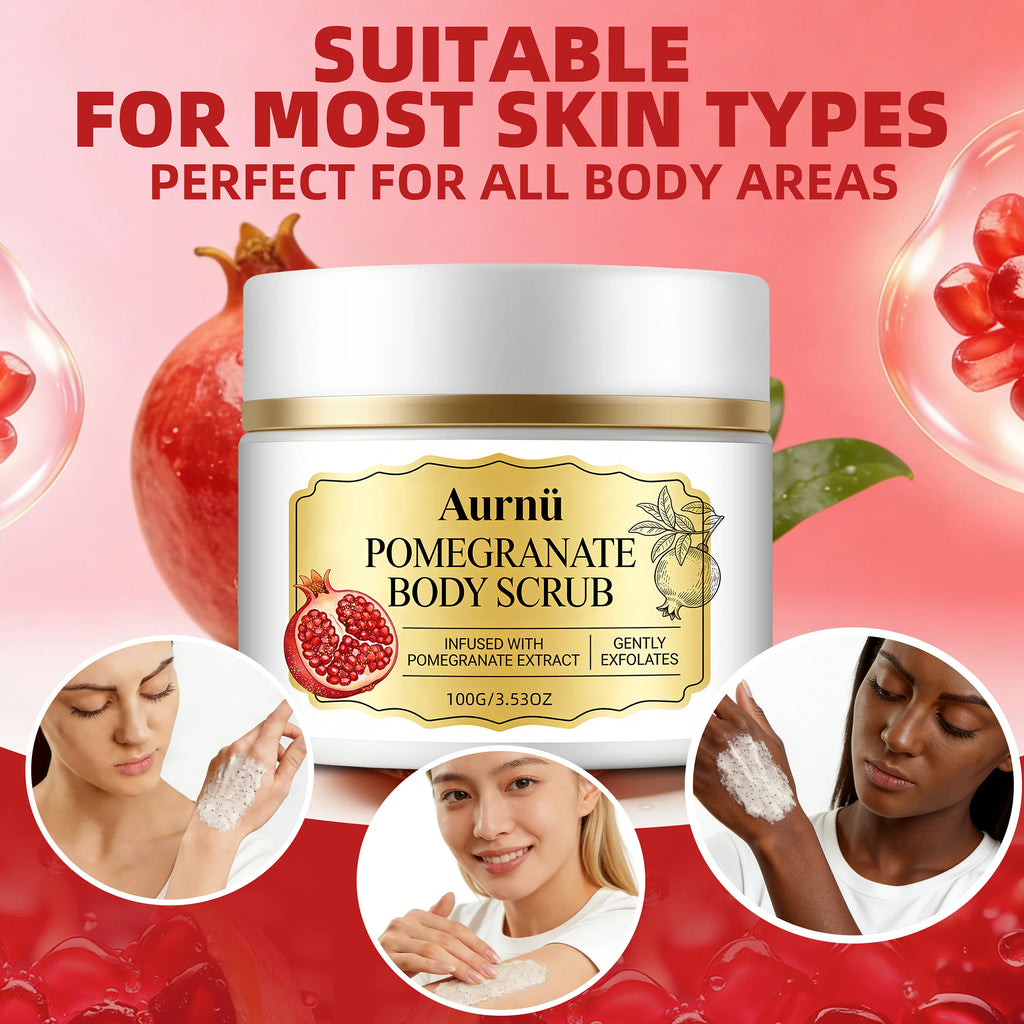 Aurnü Pomegranate Body Scrub – Hydrating & Gentle Exfoliant Body Scrub Cream Oasis Select