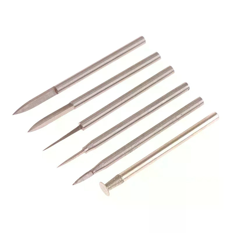 6pc Tungsten Steel Engraving Carving Knife Set Sword Shaped 1/8inch Olive Amber End Mill Router Bit Wood Milling Cutter Oasis Select