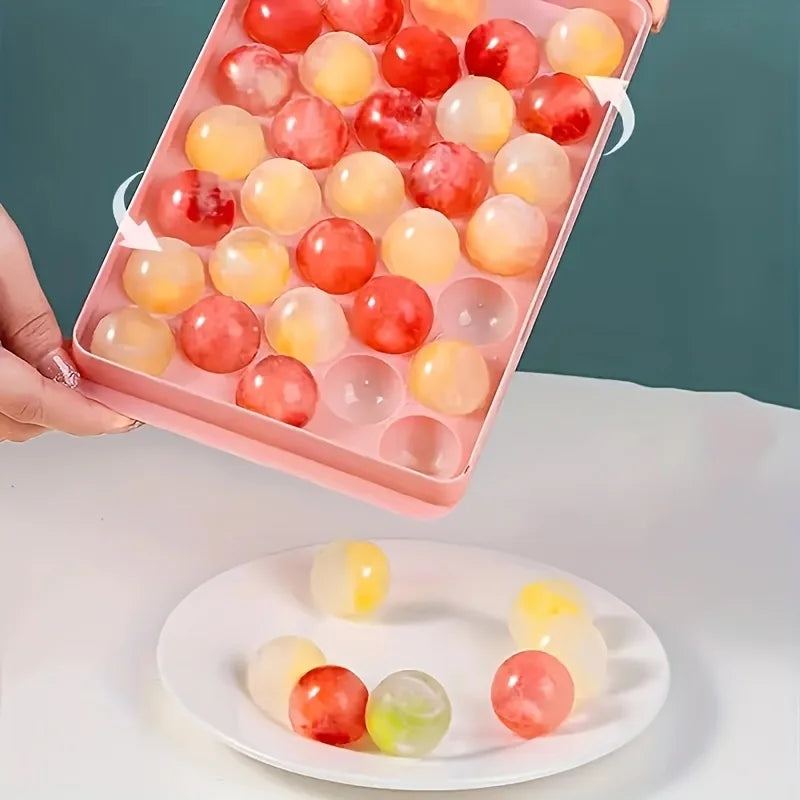 33-Cavity Round Silicone Ice Cube Tray for Making Clear Ice Balls & Spheres Beverages, Kitchen Use, Cocktail Ice Mold Stylish Oasis Select