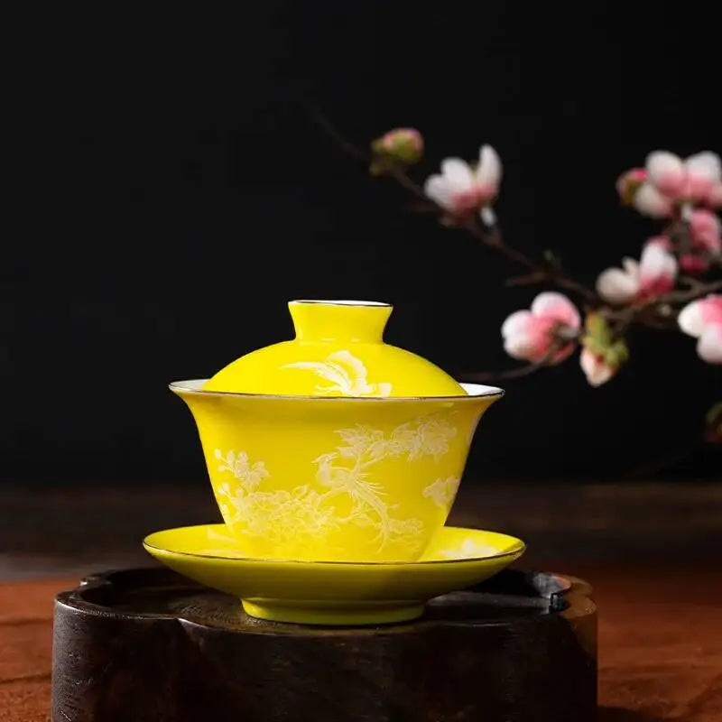 120ml Ceramic Small Mini Tea Cup Three Talents Tea Bowl Household Teacup Oasis Select