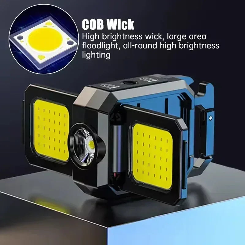 Keychain Pocket Flashlight Light COB Work Light Rechargeable Lamp with 90° Foldable Side Lights Super Bright Portable Lanterns Oasis Select