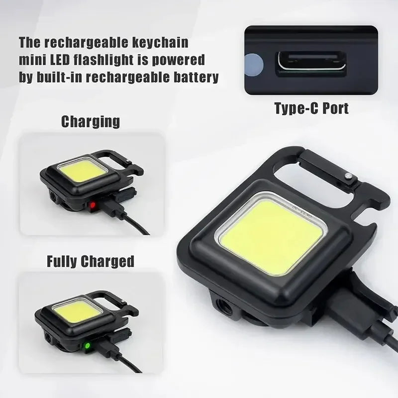 Super Bright 1500LM Work Light COB 500mah LED Flashlight Pocket Keychain USB Rechargeable Waterproof For Outdoor Camping Oasis Select