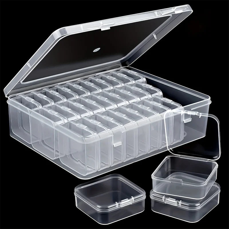 Plastic Storage Box Set With Small Containers For Jewelry Beads Craft Accessories Clear Organizer Case Fridge Produce Basket Oasis Select 1 set