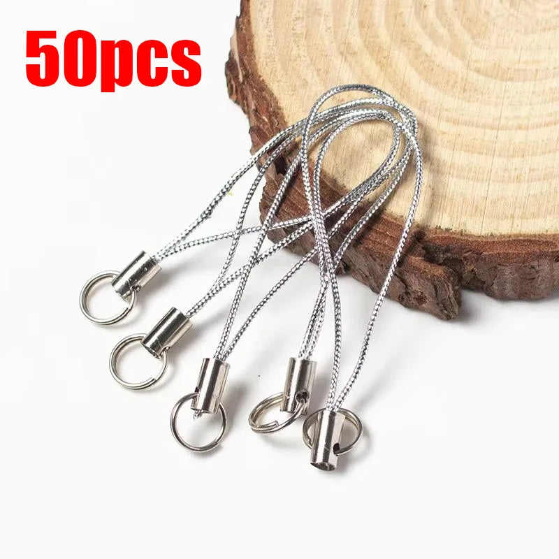 50/100pcs Wire Cord Mobile Phone Craft Pendant Lanyard DIY Handmade Materials Key Ring DIY Toys Pendant Clips Lanyard Accessorie Oasis Select 50pcs Sliver