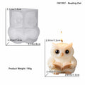 3D Cute Cartoon Reading Owl Shaped Silicone Candle Molds Aromatherapy Soap Resin Plaster Mold DIY Craft Home Decor Oasis Select White