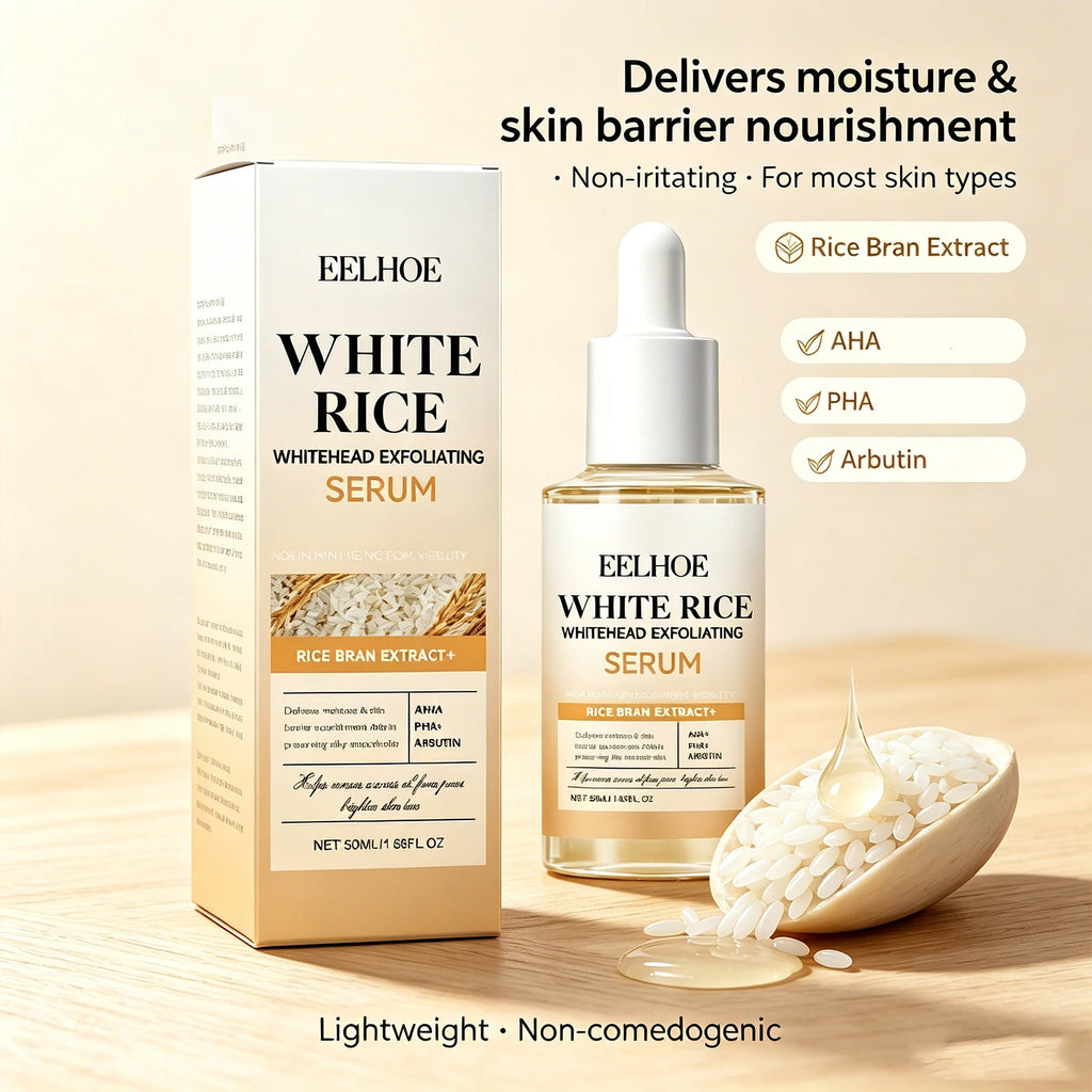 Rice Exfoliating Serum AHA PHA Arbutin Gentle Exfoliation Brightening Smooth Skin Pore Care Dead Skin Remover Daily Use 50ml Oasis Select