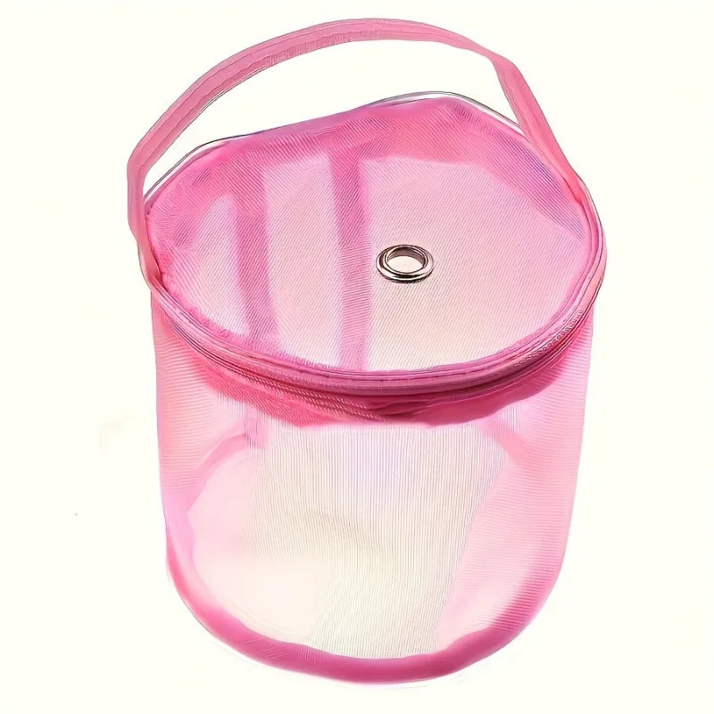 1Pc Colorful Nylon Mesh Yarn Storage Bag with Zipper, Durable Knitting Crochet Organizer for Yarn Balls, Hooks & Needles Oasis Select