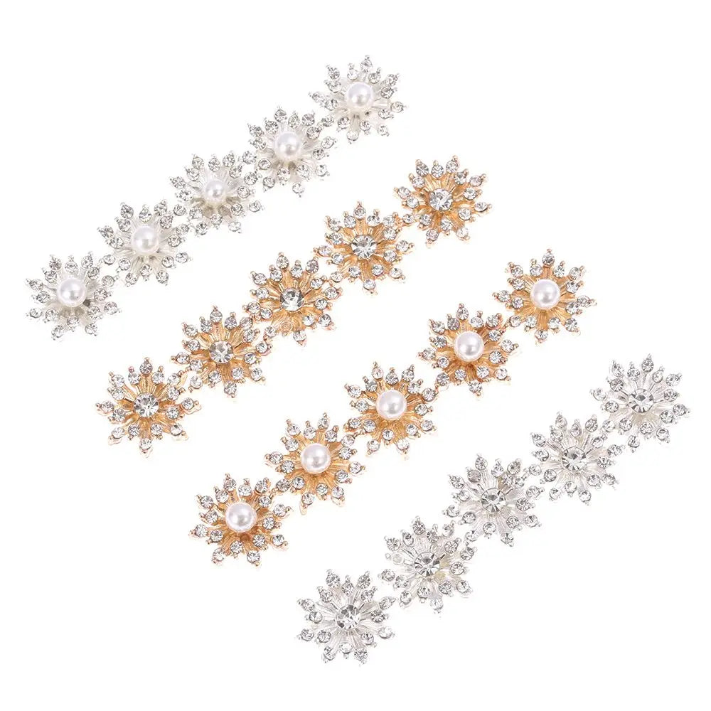 10PCS 16MM Vintage Buttons Clothing Flatback Plating Pearl Buckle Rhinestone Snowflake Cabochon DIY Craft Apparel Sewing Tools Oasis Select