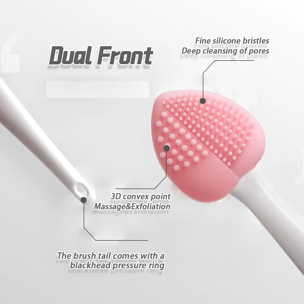 Silicone Pore Cleansing Brush For Face, Scrub Lip Exfoliator Brush Double-Sided Facial Exfoliating Tool for Blackhead Removal Oasis Select