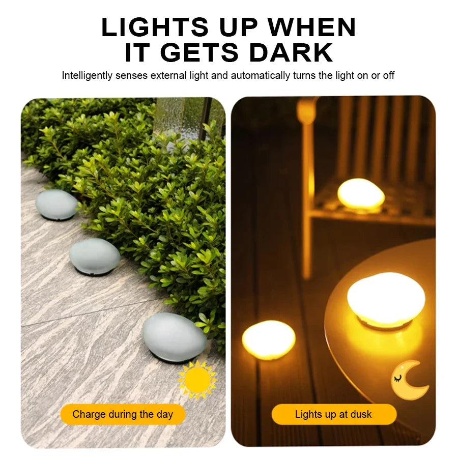 Solar Pebble Lights Outdoor Waterproof IP65, Decorative Garden Stone Lights for Pathway/Lawn/Yard, 8H Auto Lighting Solar Light Oasis Select