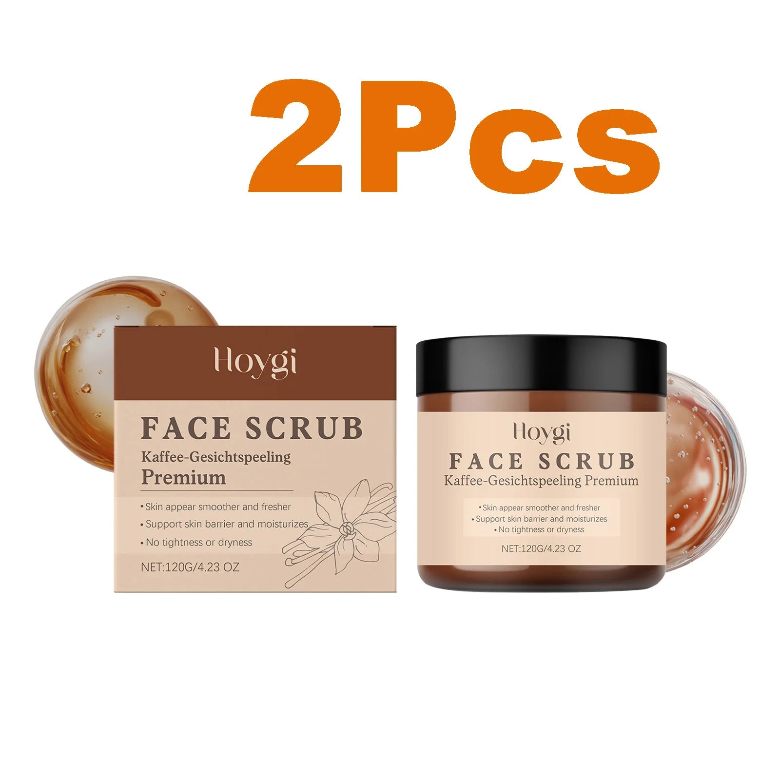 Hoygi Vanilla Coffee Face Scrub – Exfoliator & Oil Control Facial Scrub Oasis Select 2 x 120g Boxed