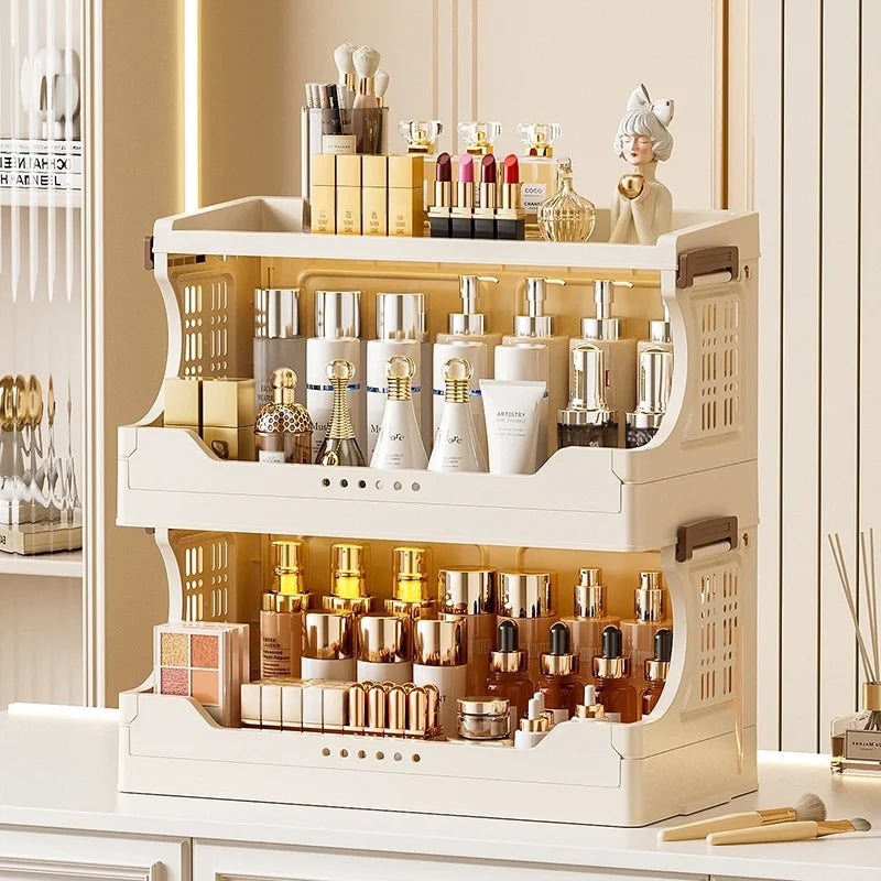 Installation-free storage cabinet - Home bedroom bedside table - Kitchen bathroom multi-layer foldable storage rack Oasis Select