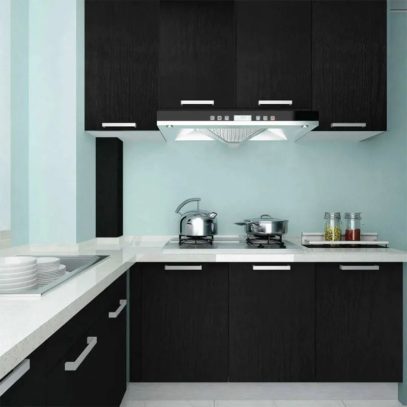 45cm PVC Furniture decorative paper black wood grain self-adhesive waterproof wallpaper kitchen cabinet table door wall stickers Oasis Select