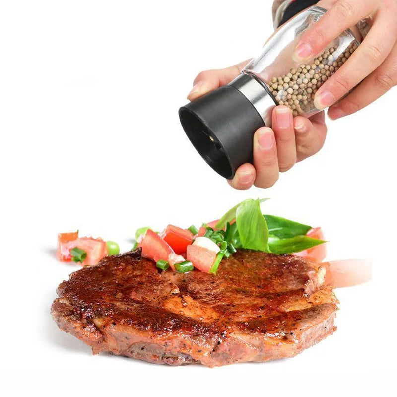 1pc Stainless Steel Pepper Grinder, Seasoning Bottle, Glass Seasoning Bottle, Grinder, Crusher Oasis Select