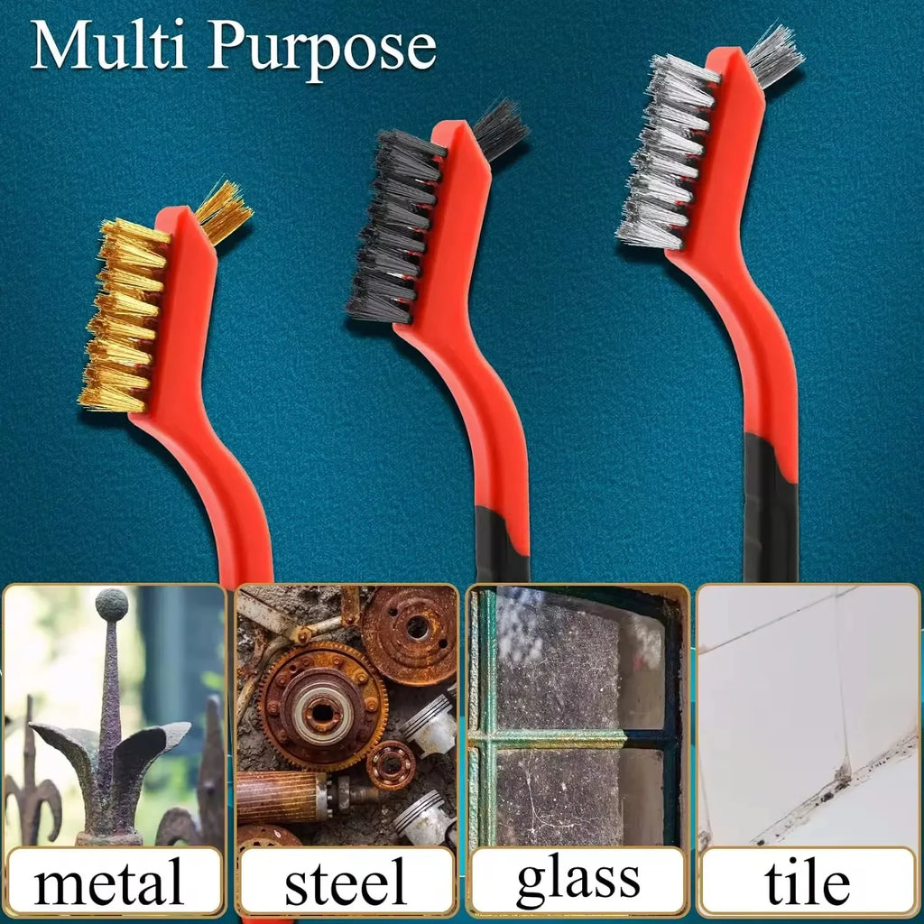 Mini Brush Set Of Three Kitchen Brushes For Gas Hoods Grease And Stain Removal Cooktop Cleaning Tools Steel Wire Small Oasis Select