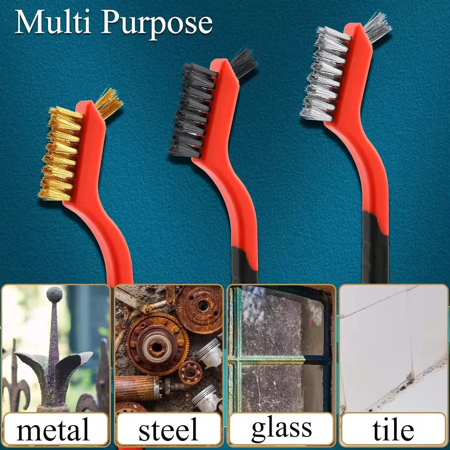 Mini Brush Set Of Three Kitchen Brushes For Gas Hoods Grease And Stain Removal Cooktop Cleaning Tools Steel Wire Small Oasis Select