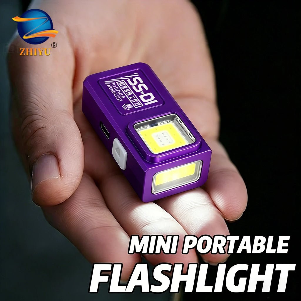 Mini COB LED Flashlight USB-C Rechargeable Magnetic Clip EDC