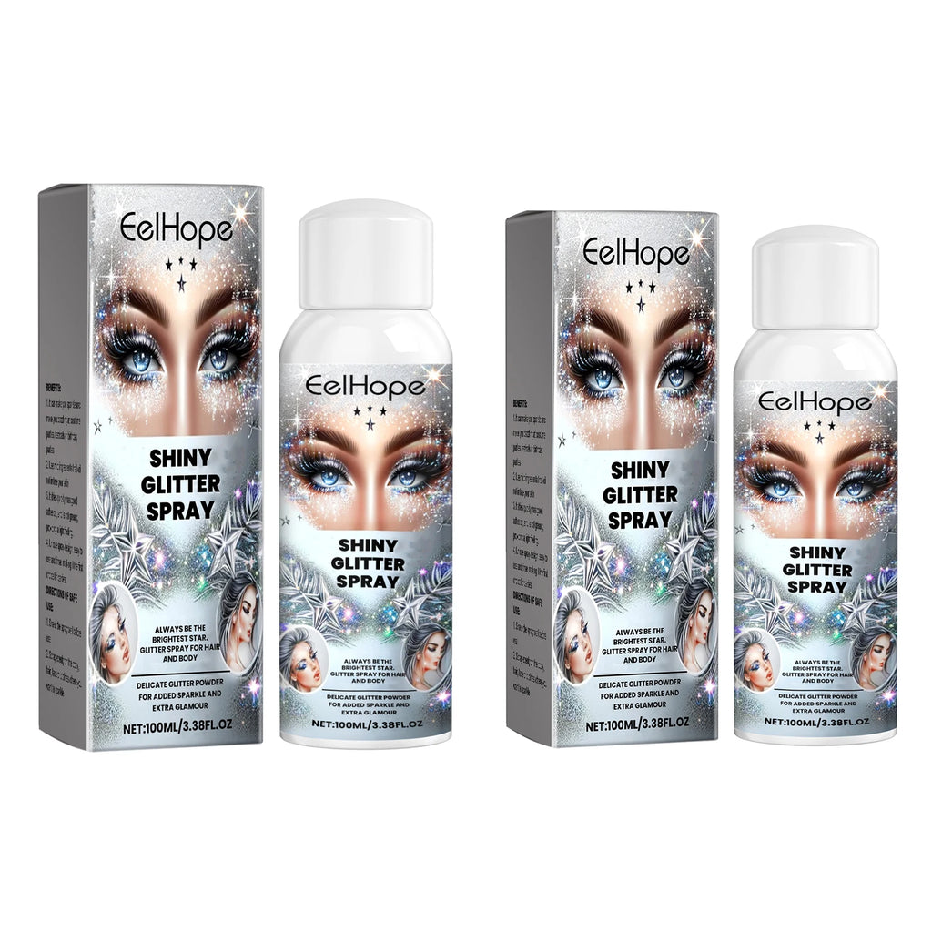 Eelhope Body & Hair Glitter Spray – Shimmer Highlighter 100ml Body Glitter Spray Oasis Select 2 X 100ml boxed