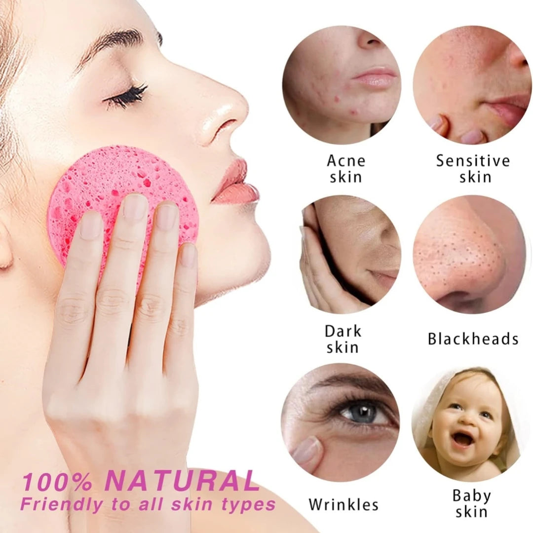 50-1000PCS Compress Face Wash Puff Natural Wood Pulp Sponge Face Wash Puff Foaming Face Puff Cosmetic Puff Face Cleansing Sponge Oasis Select