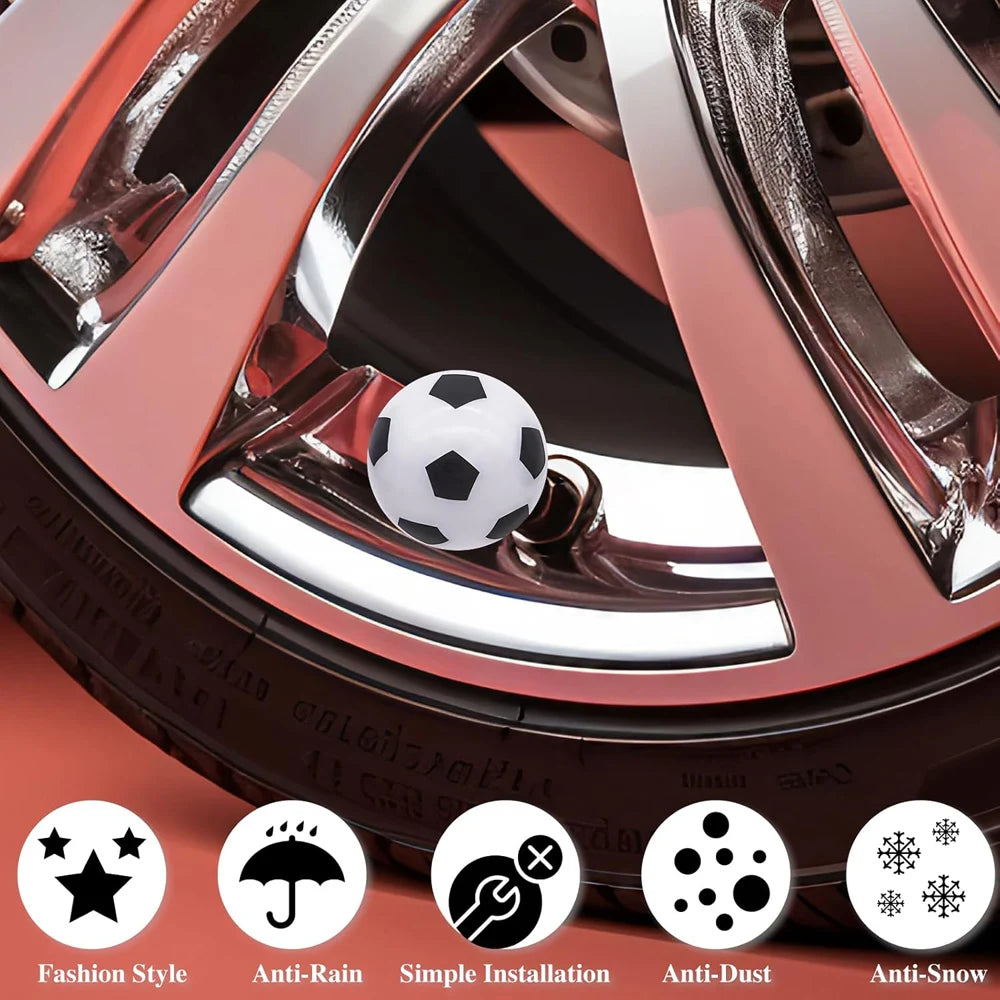 Football Style Tire Valve Stem Caps, Copper Core Dustproof Tire Valve Stem Covers for Cars, Trucks, Bikes, Motorcycles, Bicycles Oasis Select