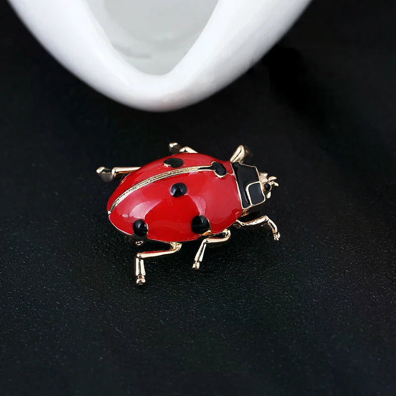 Fashion Enamel Red Ladybug Insect Brooches Beetle Pin Scarf Corsage Jewelry Gift Oasis Select