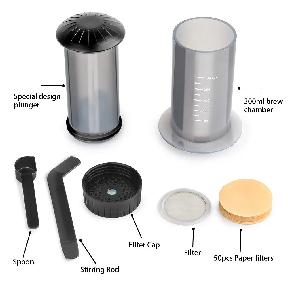 Espresso Portable Coffee Maker French Press Coffee Pot Kitchen Supplies for Aeropress Cafe Press Machine with Filter Paper Kit Oasis Select