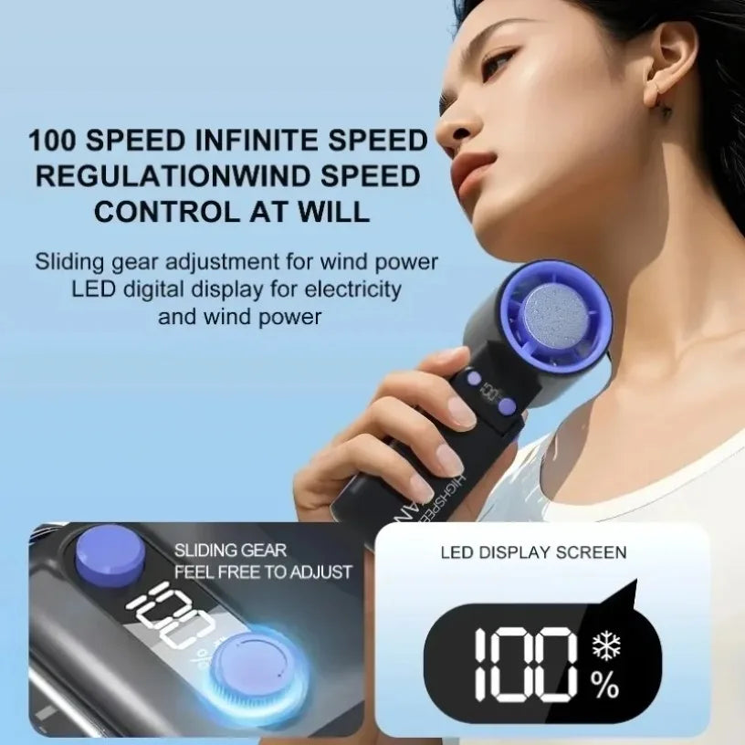 Bladeless Fan Safe For Kids Pets 100 Speeds Ice Cooling 4000mAh USB Rechargeable Foldable Handheld Desktop Fan Oasis Select