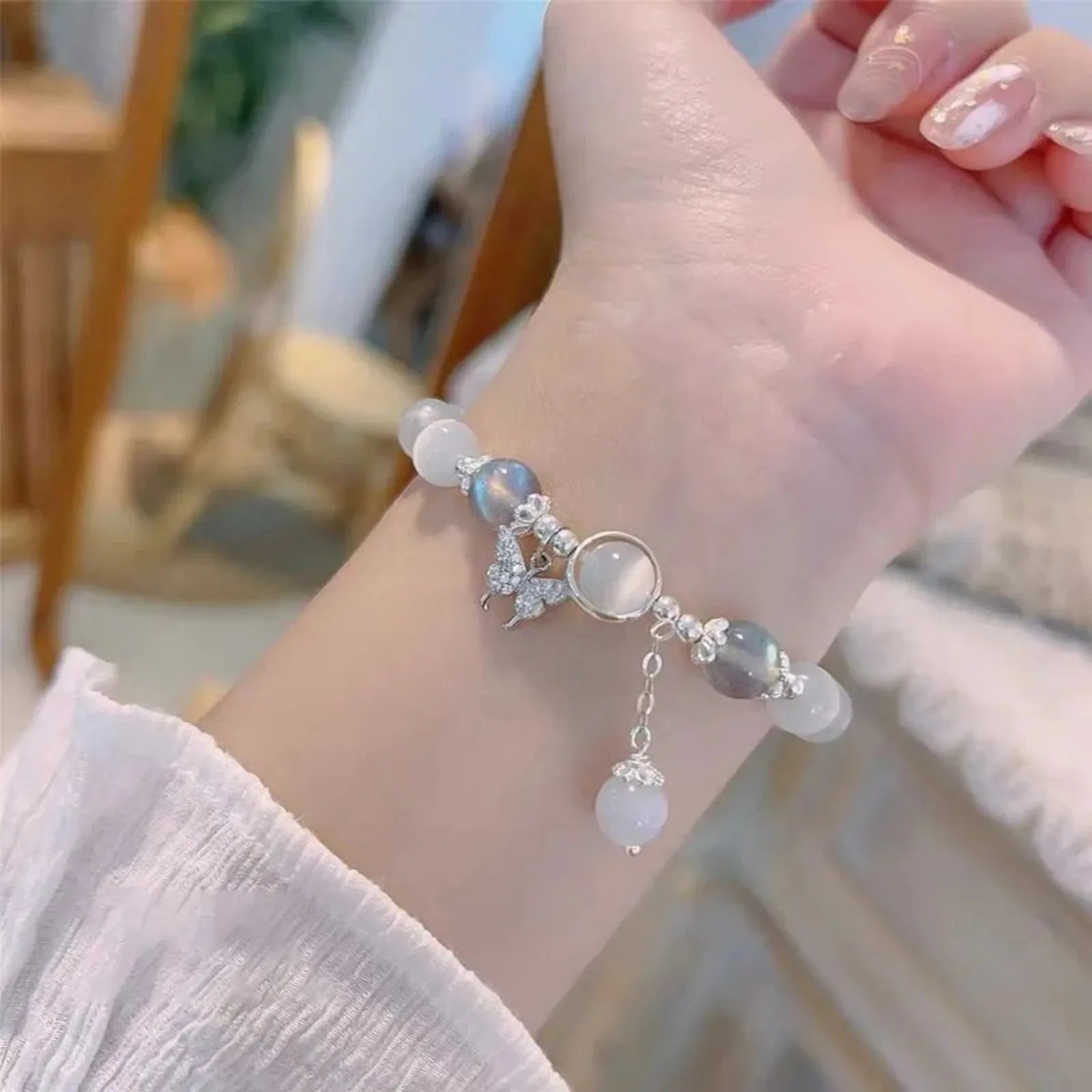 New Trendy Red Beaded Chain Bracelet for Women Simple Hollow Butterfly Pendant Bracelets Jewelry Gifts Accessories Oasis Select