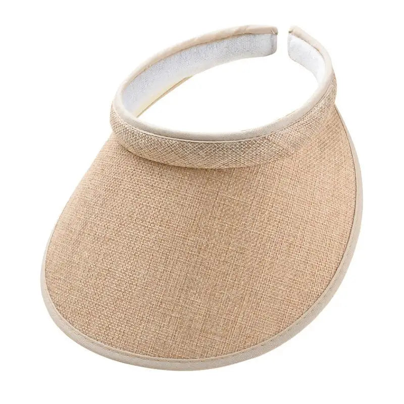 Women's Straw Sun Visor Hat UV Protection Adjustable Empty Top Casual Beach Golf Outdoor Sunshade Cap Oasis Select Beige