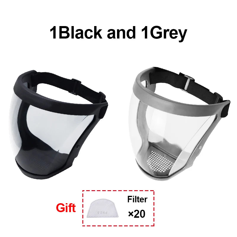 Work Protection Mask Transparent Facial Shield Transparent Facial Protector Face Protective Screen Kitchen Accessories Gadgets Oasis Select Black and Grey