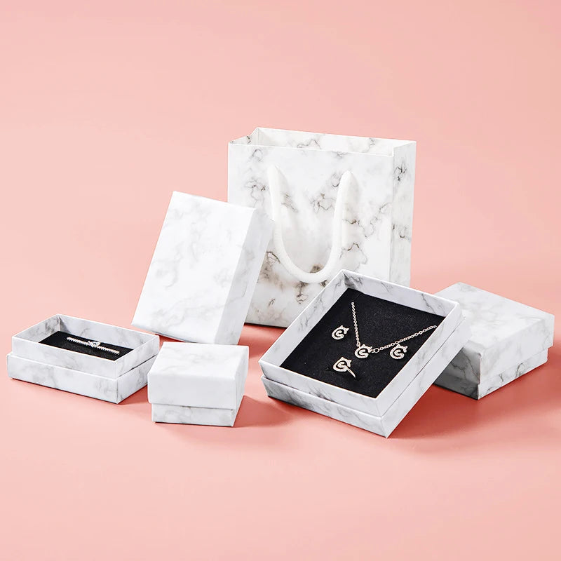 1PCS Marbling Jewelry Box Gifts Packaging Box Bracelet Necklace Ring Earring Box For Wedding Birthday Party Accessories Oasis Select