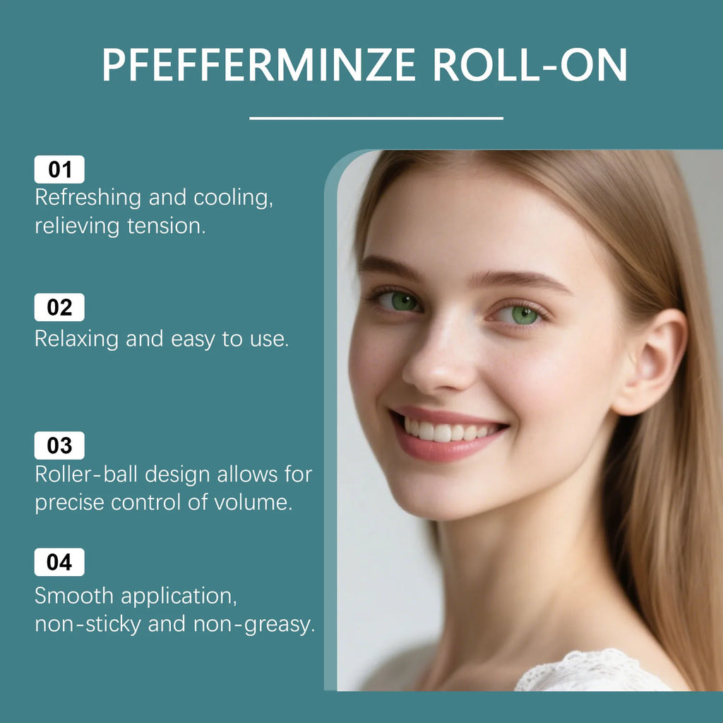 Peppermint Roller Essential Oils Portable Refreshing Fragrance Natural Comfort Massage Body Oils Roll On Relaxing Gift Women Men Oasis Select