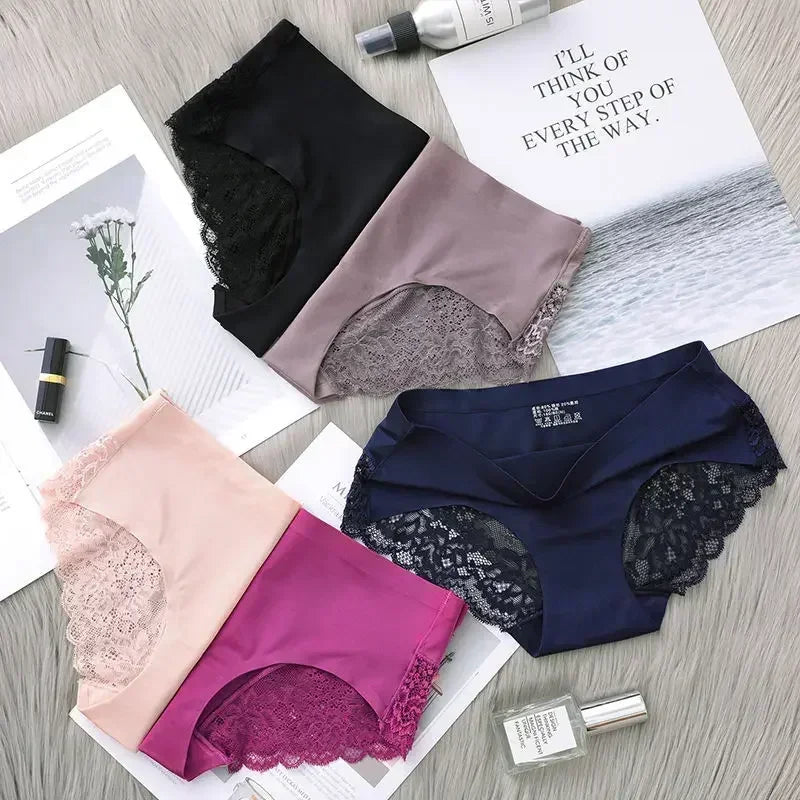 3PCS New Seamless Women Comfort Lace Briefs Hollow Out Panties Set Underwear Low Rise Female Sport Panty Soft Lady Lingerie Oasis Select